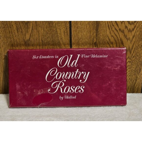 Vtg Set of 6 Melamine Coasters by Mallod Old Country Roses Style Print NOS - Picture 5 of 5